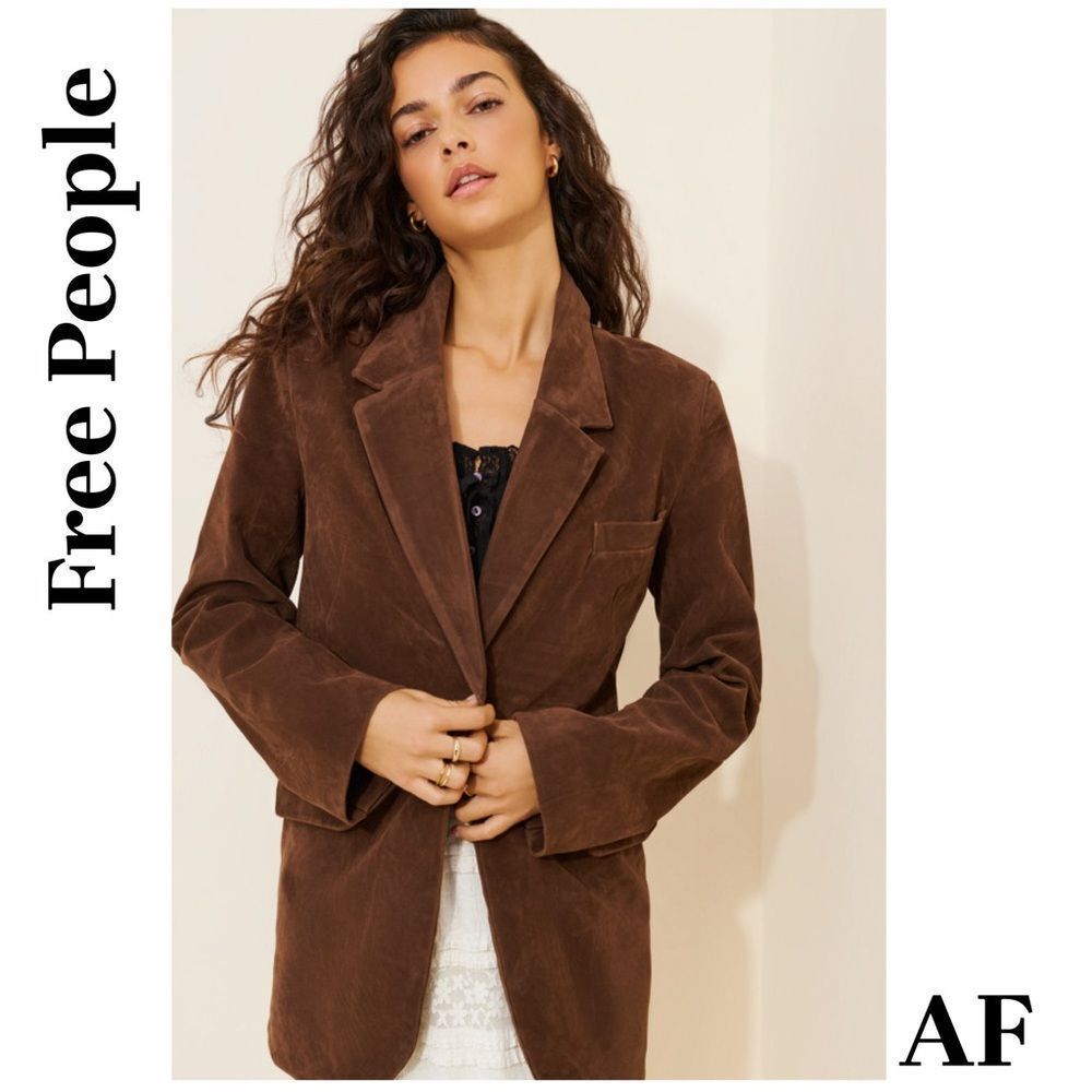 Free People Brown Suede Blazer Jacket